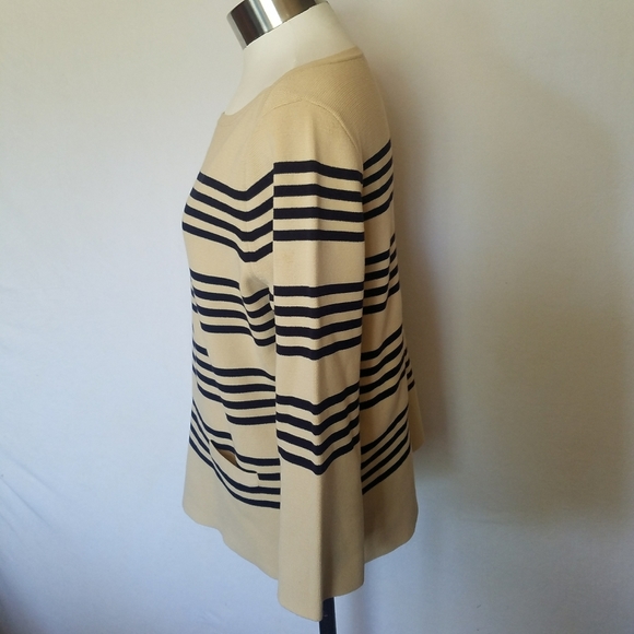 J. Crew Boatneck Popover Sweater Striped Long Slee - Picture 5 of 8